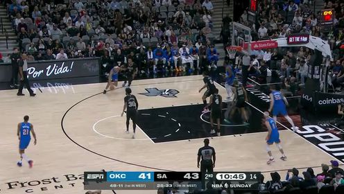 杰伦威41+6+7 亚历山大31+8 卡斯尔32+8 雷霆轻取马刺迎3连胜